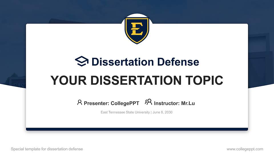 East Tennessee State University Graduation Thesis Defense PPT Template16:9 ratio PPT effect preview image