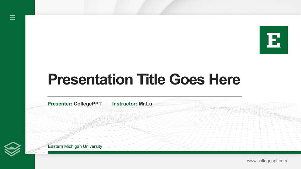 Eastern Michigan University Thesis Proposal/Graduation Defense PPT Template16:9 ratio PPT effect preview image