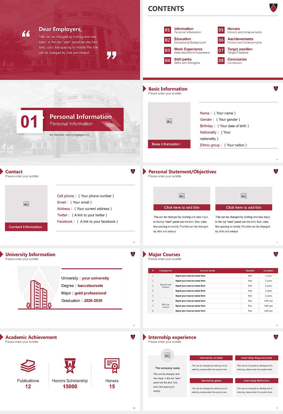 Edgewood College Resume PPT Template16:9 ratio PPT effect preview image2