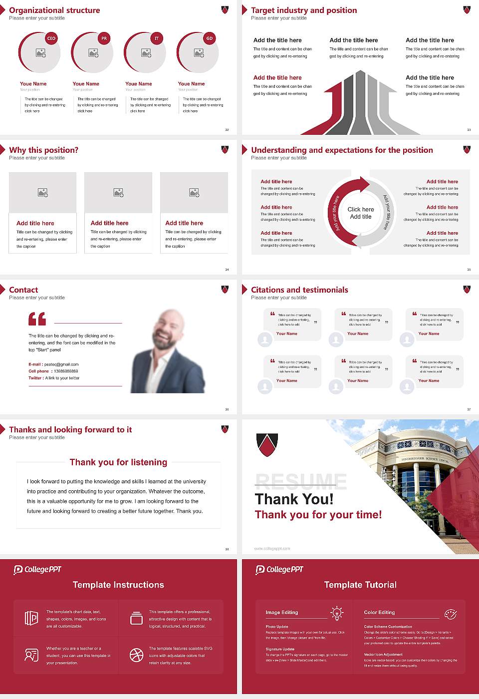 Edgewood College Resume PPT Template16:9 ratio PPT effect preview image4