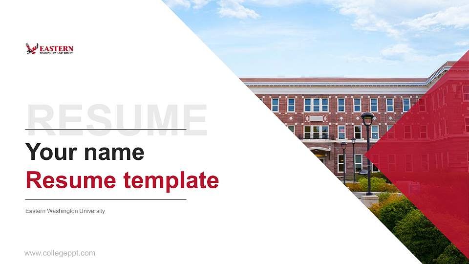 Eastern Washington University Resume PPT Template16:9 ratio PPT effect preview image