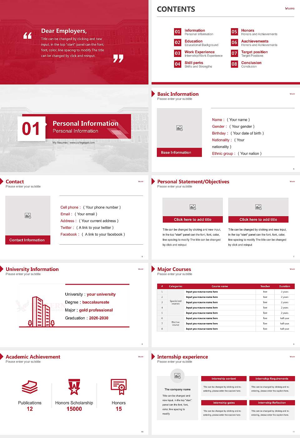Eastern Washington University Resume PPT Template16:9 ratio PPT effect preview image2