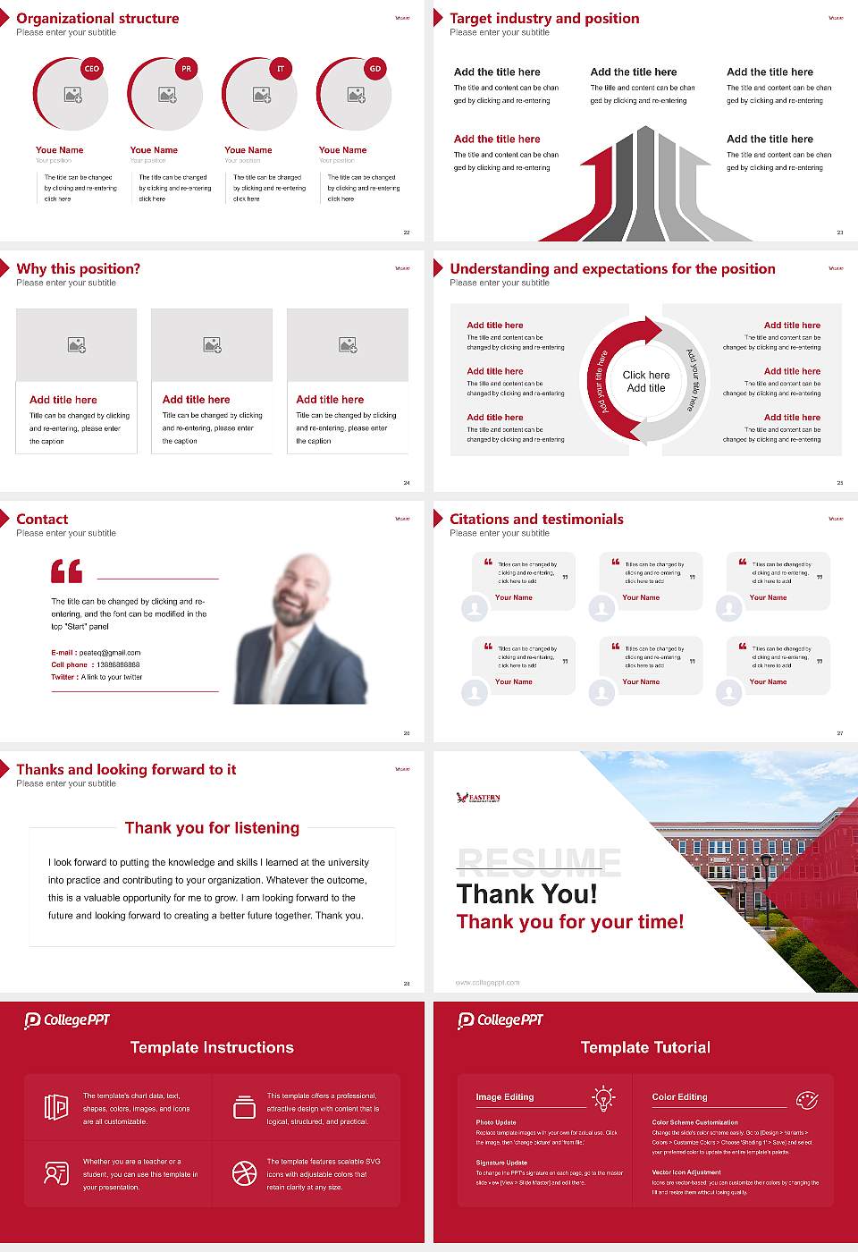 Eastern Washington University Resume PPT Template16:9 ratio PPT effect preview image4
