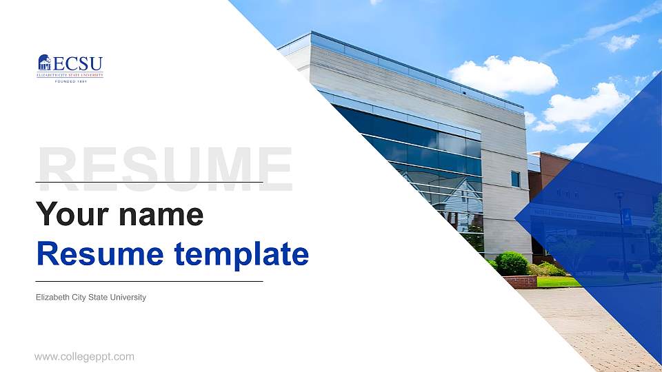 Elizabeth City State University Resume PPT Template16:9 ratio PPT effect preview image
