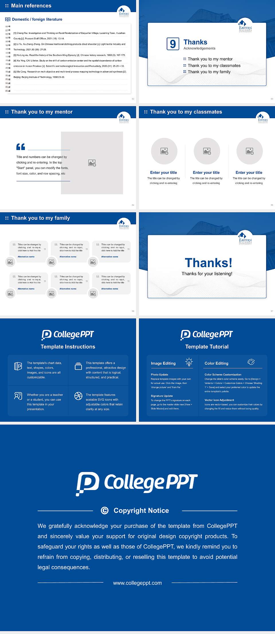 Eastern Illinois University Graduation Thesis Defense PPT Template4:3 ratio PPT effect preview image7