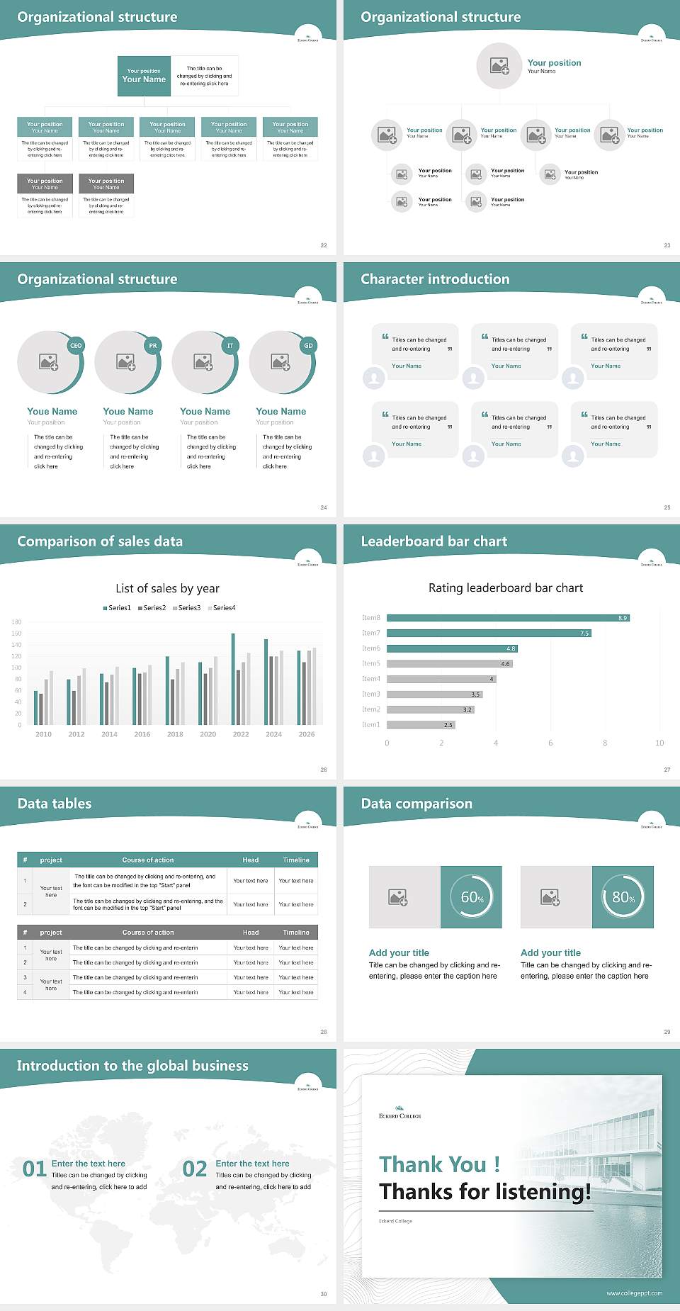 Eckerd College Academic Presentation/Research Findings Report PPT Template4:3 ratio PPT effect preview image4