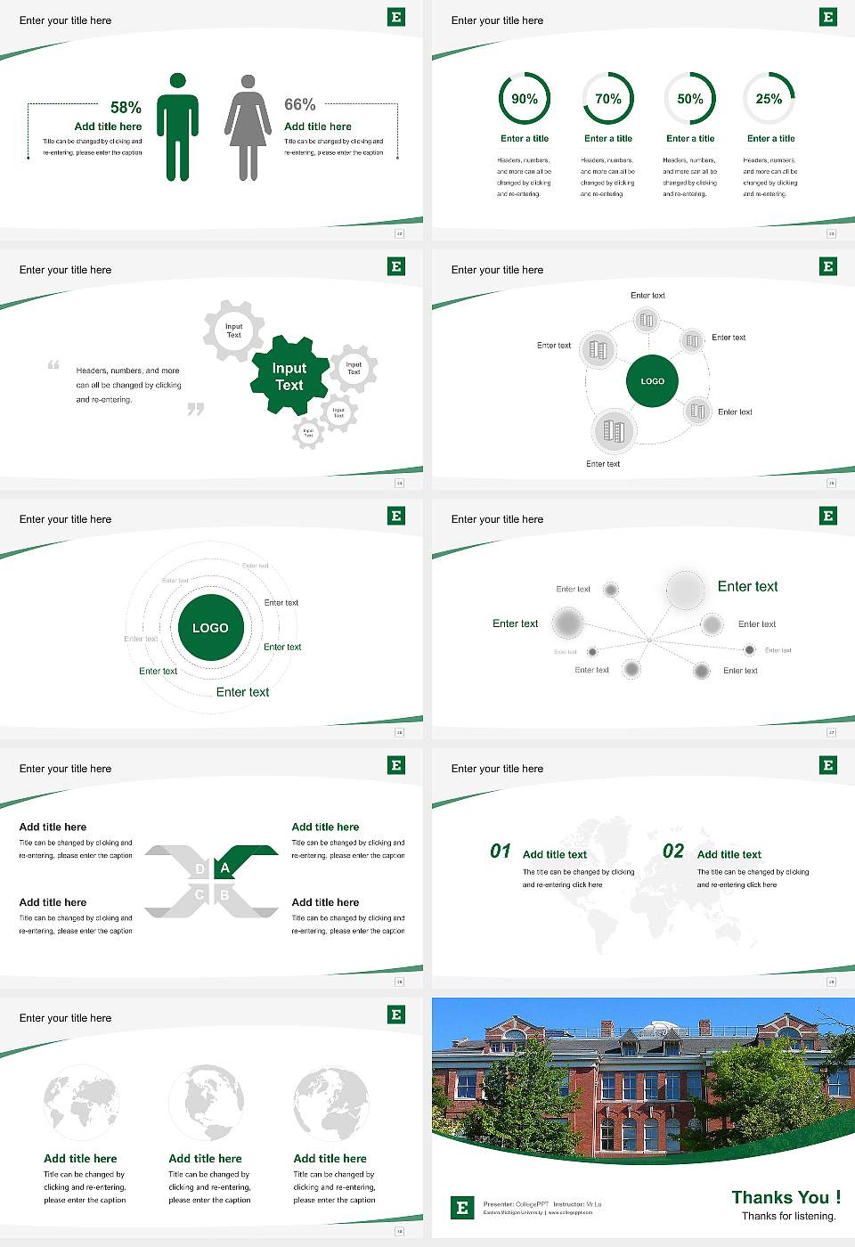 Eastern Michigan University Course/Courseware Creation PPT Template16:9 ratio PPT effect preview image4