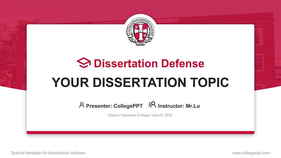 Eastern Nazarene College Graduation Thesis Defense PPT Template16:9 ratio PPT effect preview image