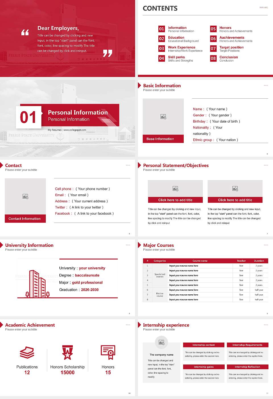 Ferris State University Resume PPT Template16:9 ratio PPT effect preview image2