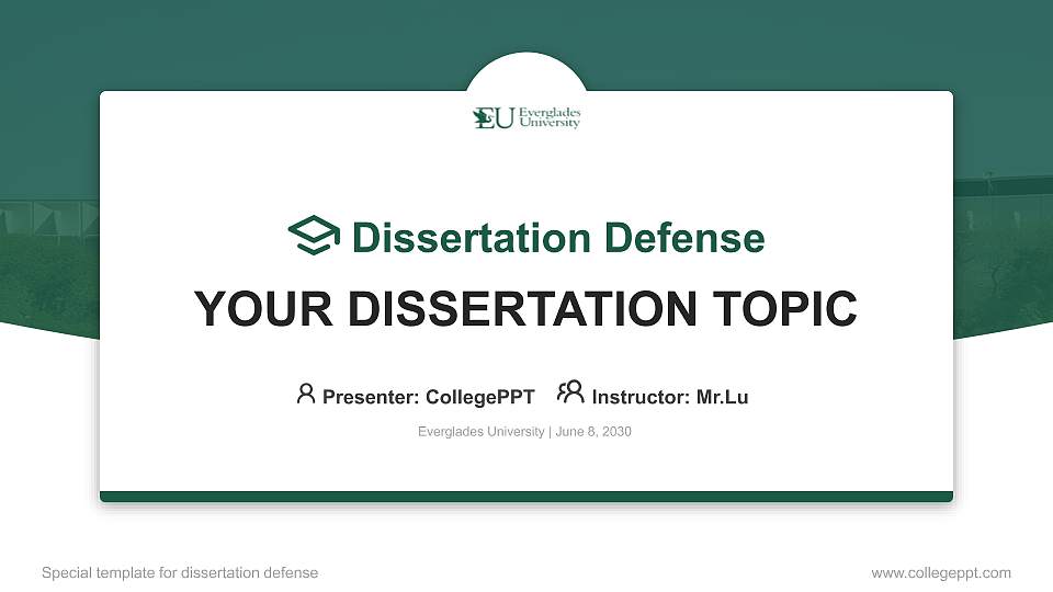 Everglades University Graduation Thesis Defense PPT Template16:9 ratio PPT effect preview image1
