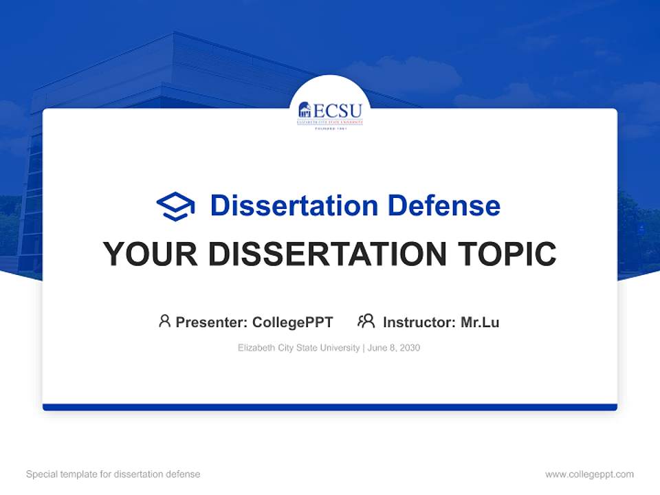 Elizabeth City State University Graduation Thesis Defense PPT Template4:3 ratio PPT effect preview image7