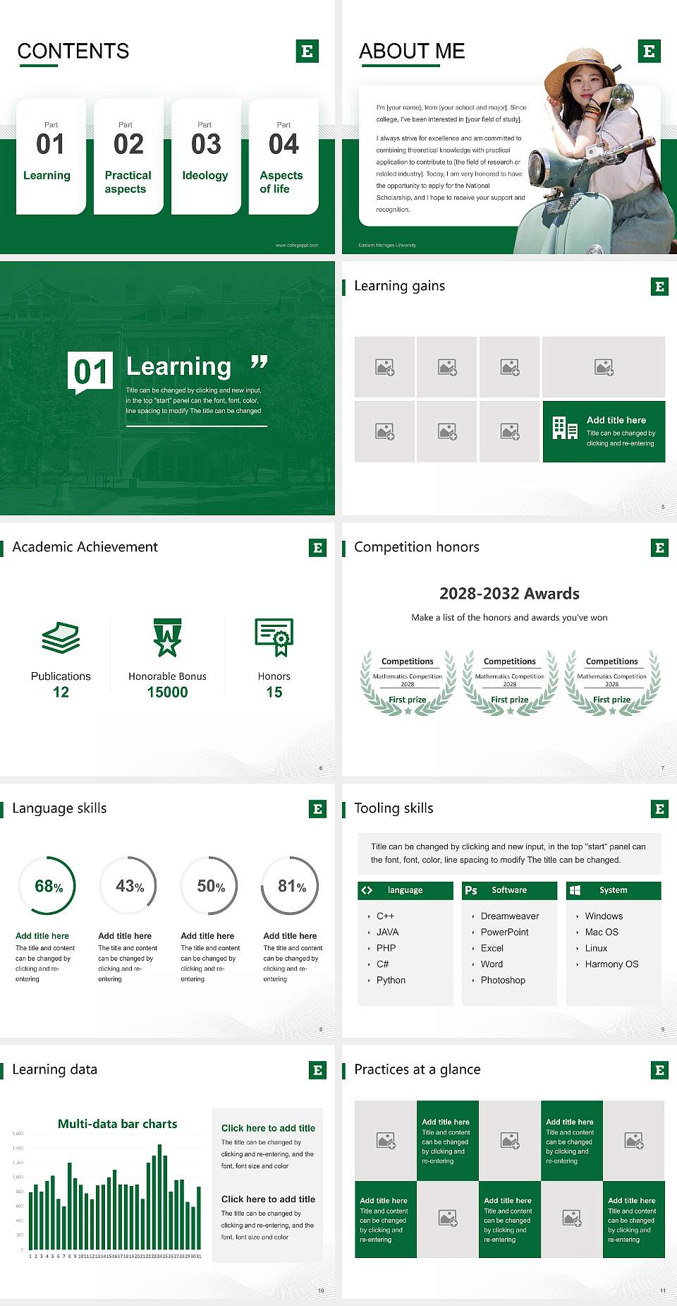 Eastern Michigan University National Scholarship Defense PPT Template4:3 ratio PPT effect preview image2