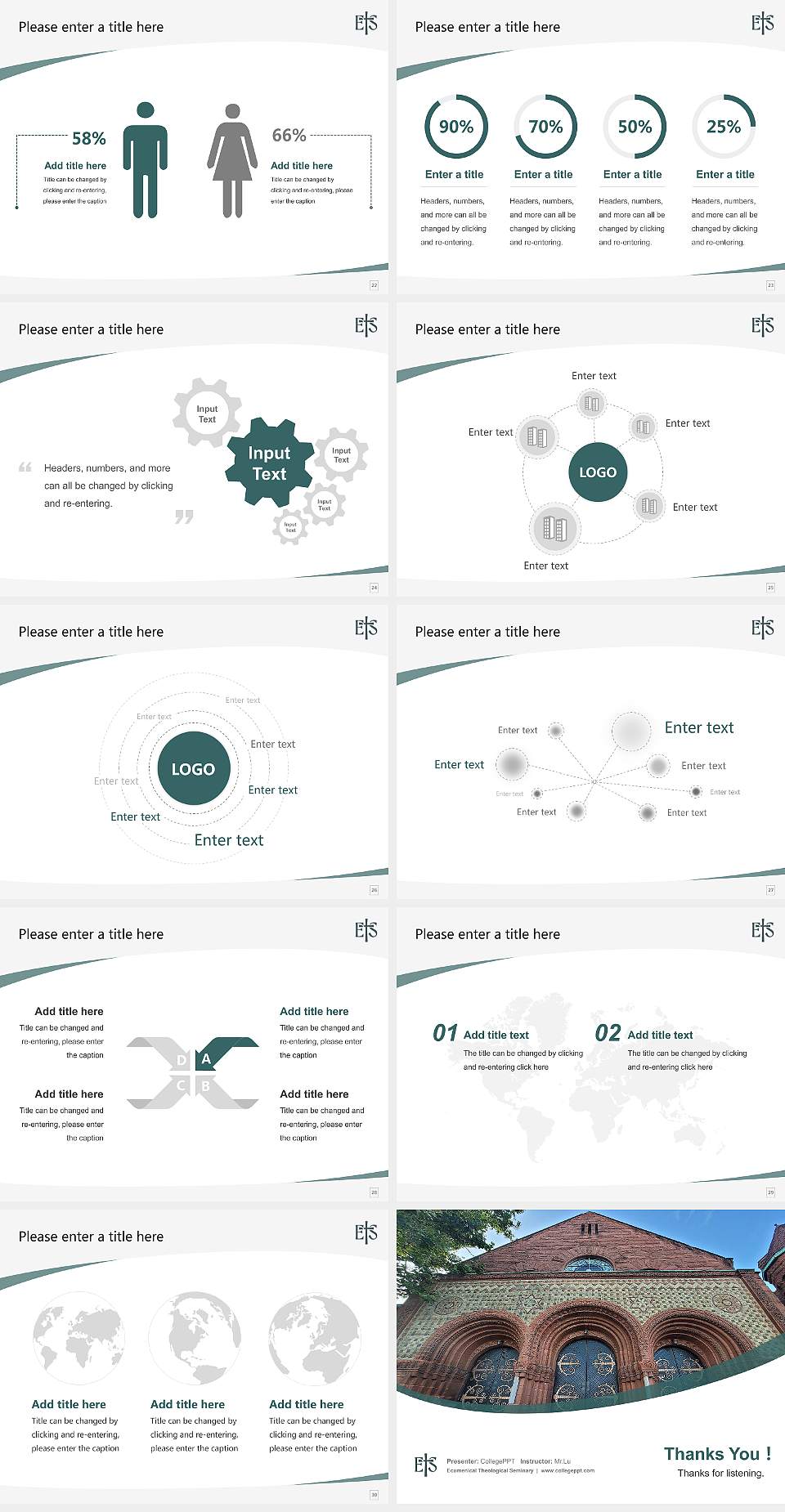 Ecumenical Theological Seminary Course/Courseware Creation PPT Template4:3 ratio PPT effect preview image4