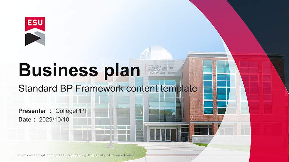 East Stroudsburg University of Pennsylvania Competition/Entrepreneurship Contest PPT Template16:9 ratio PPT effect preview image
