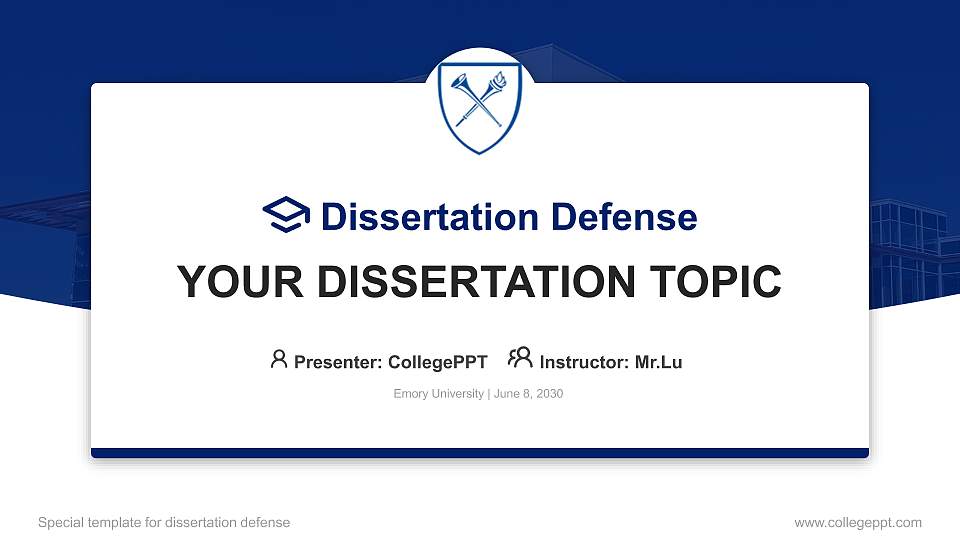 Emory University Graduation Thesis Defense PPT Template16:9 ratio PPT effect preview image