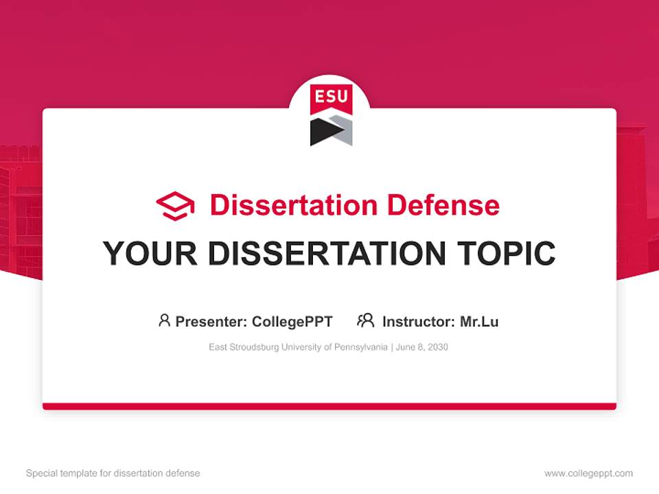East Stroudsburg University of Pennsylvania Graduation Thesis Defense PPT Template4:3 ratio PPT effect preview image7