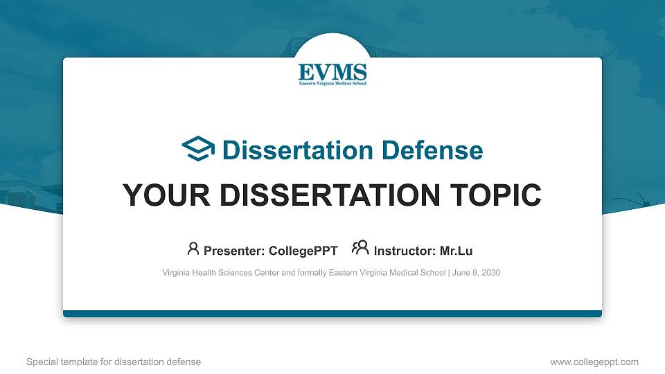Virginia Health Sciences Center and formally Eastern Virginia Medical School Graduation Thesis Defense PPT Template16:9 ratio PPT effect preview image