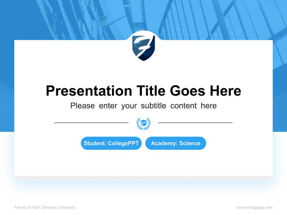 Family of Faith Christian University National Scholarship Defense PPT Template4:3 ratio PPT effect preview image1