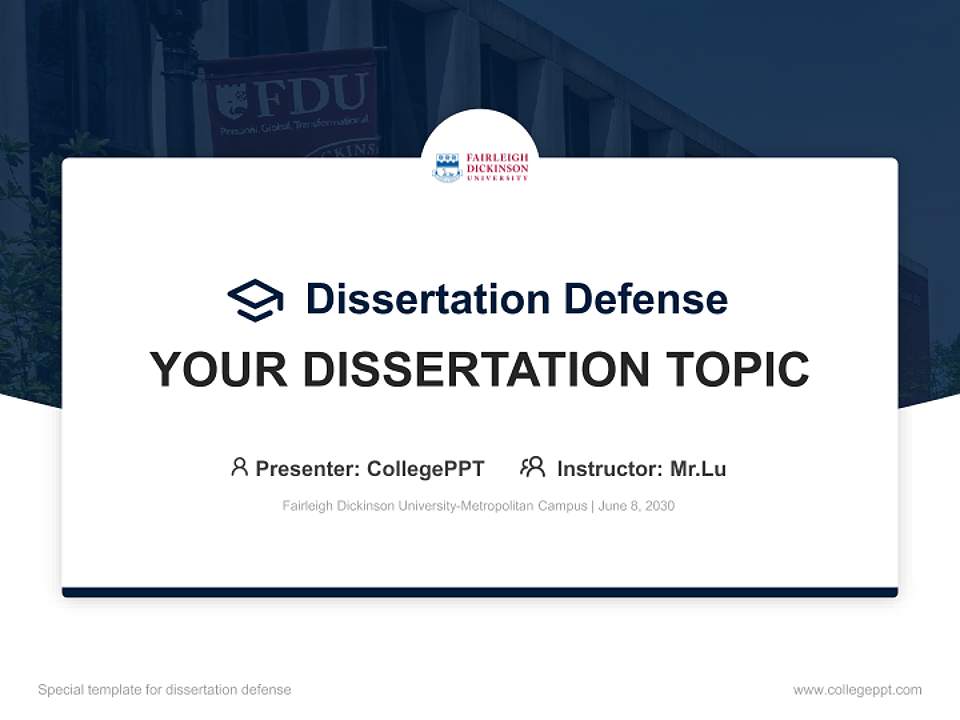 Fairleigh Dickinson University-Metropolitan Campus Graduation Thesis Defense PPT Template4:3 ratio PPT effect preview image7