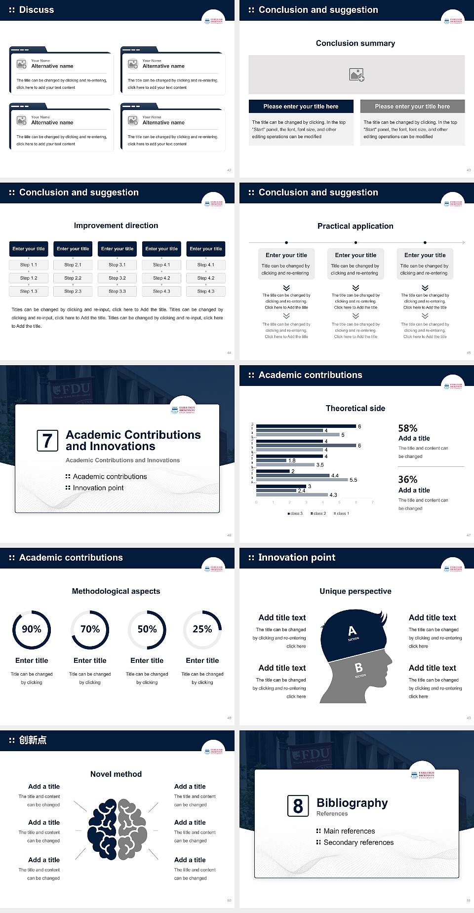 Fairleigh Dickinson University-Metropolitan Campus Graduation Thesis Defense PPT Template4:3 ratio PPT effect preview image6