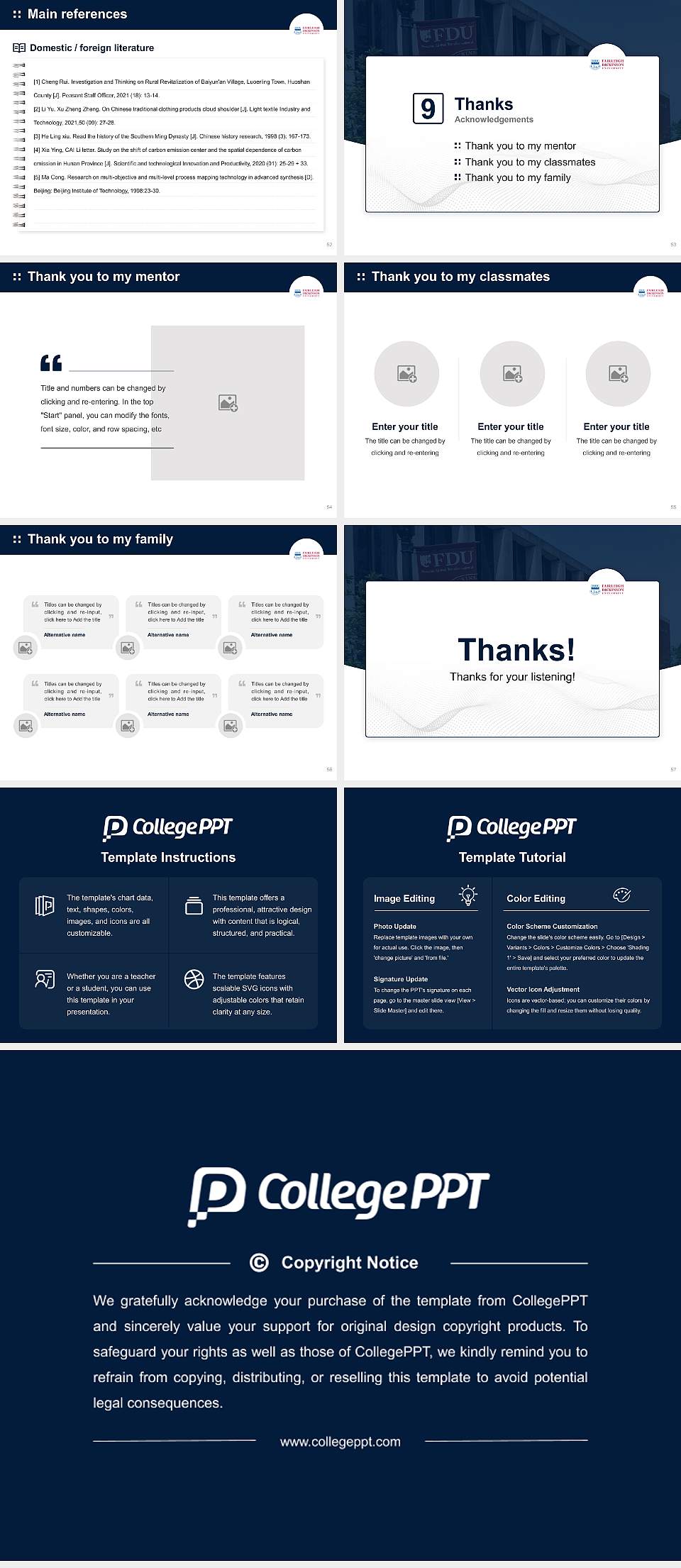 Fairleigh Dickinson University-Metropolitan Campus Graduation Thesis Defense PPT Template4:3 ratio PPT effect preview image7
