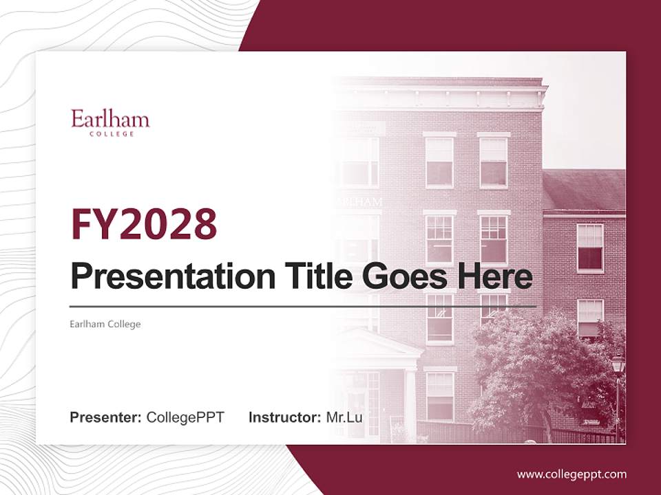 Earlham College Academic Presentation/Research Findings Report PPT Template4:3 ratio PPT effect preview image5
