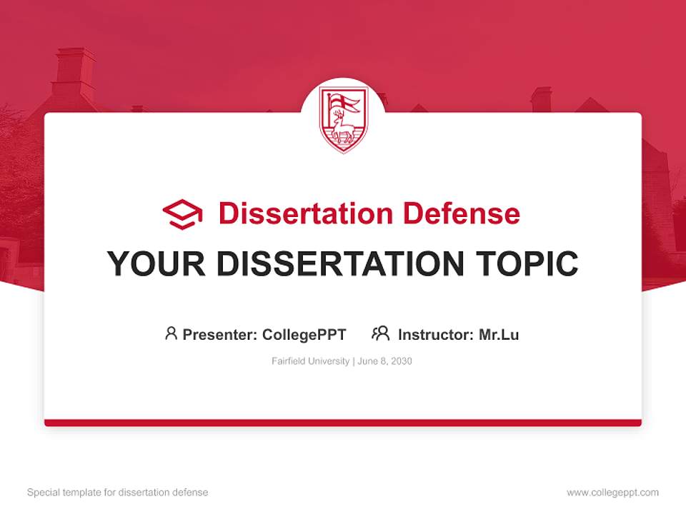 Fairfield University Graduation Thesis Defense PPT Template4:3 ratio PPT effect preview image1