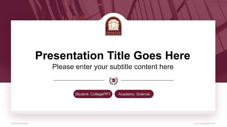 Erskine College National Scholarship Defense PPT Template16:9 ratio PPT effect preview image