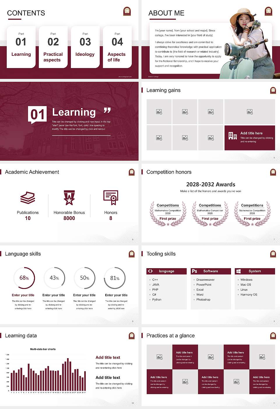 Erskine College National Scholarship Defense PPT Template16:9 ratio PPT effect preview image2