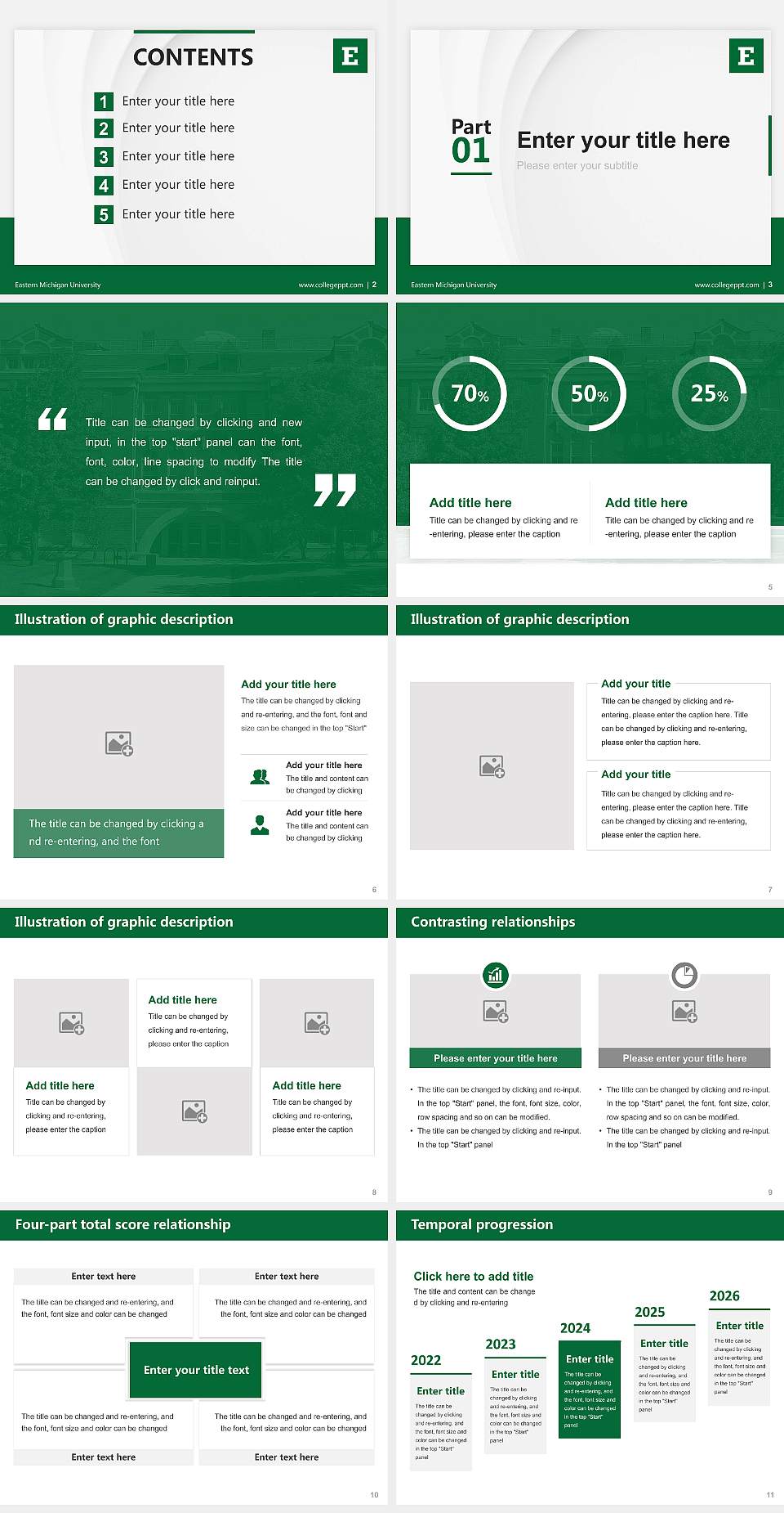 Eastern Michigan University Thesis Proposal/Graduation Defense PPT Template4:3 ratio PPT effect preview image2