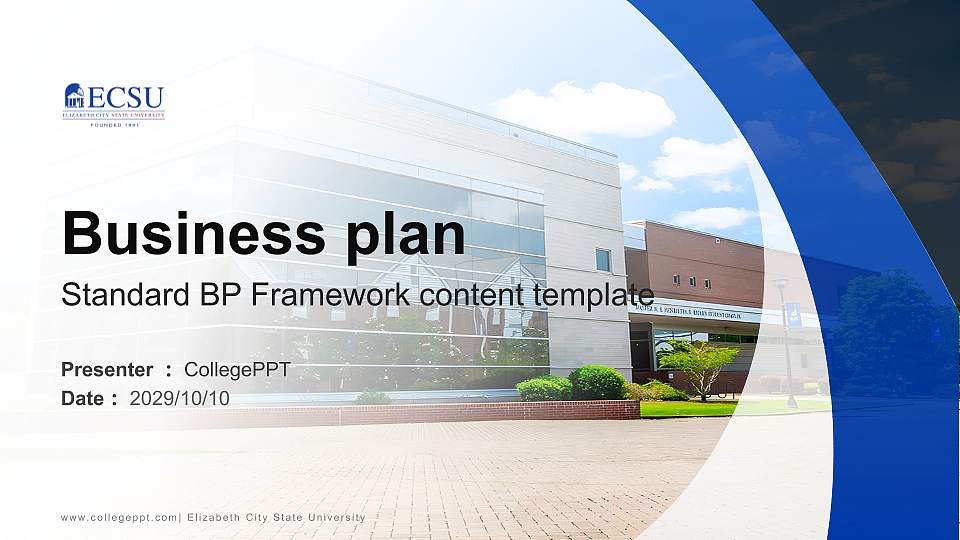 Elizabeth City State University Competition/Entrepreneurship Contest PPT Template16:9 ratio PPT effect preview image