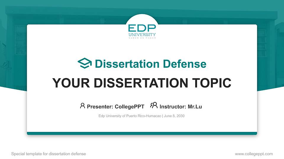 Edp University of Puerto Rico-Humacao Graduation Thesis Defense PPT Template16:9 ratio PPT effect preview image1
