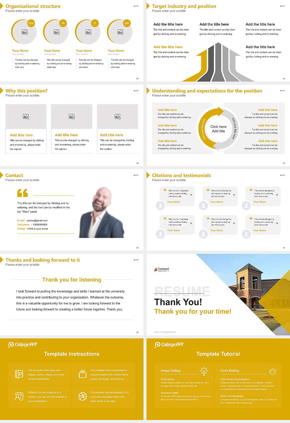 Emmanuel University Resume PPT Template16:9 ratio PPT effect preview image4