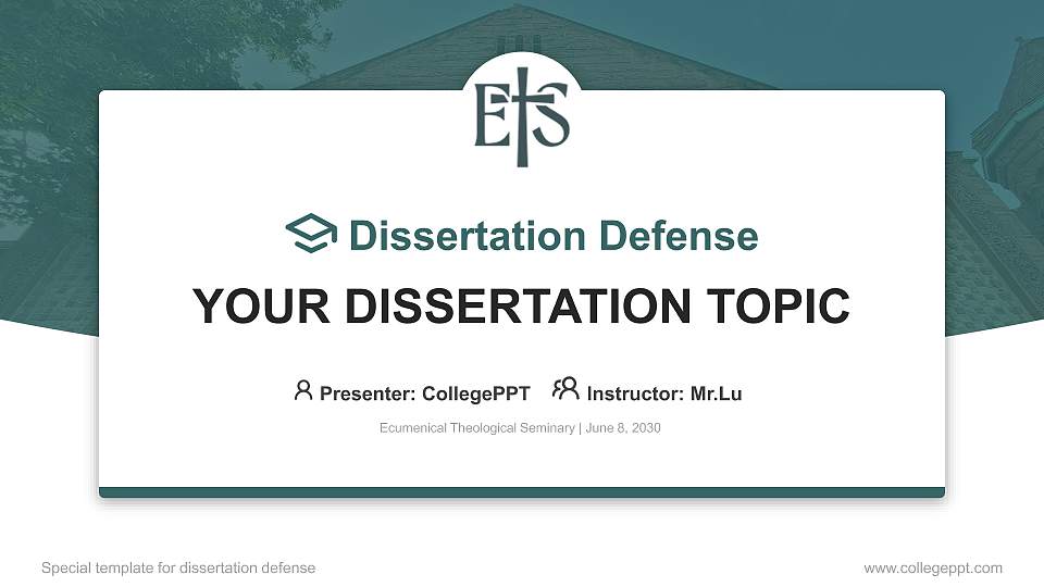 Ecumenical Theological Seminary Graduation Thesis Defense PPT Template16:9 ratio PPT effect preview image