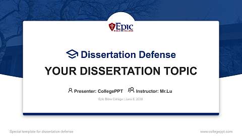 Epic Bible College Graduation Thesis Defense PPT Template