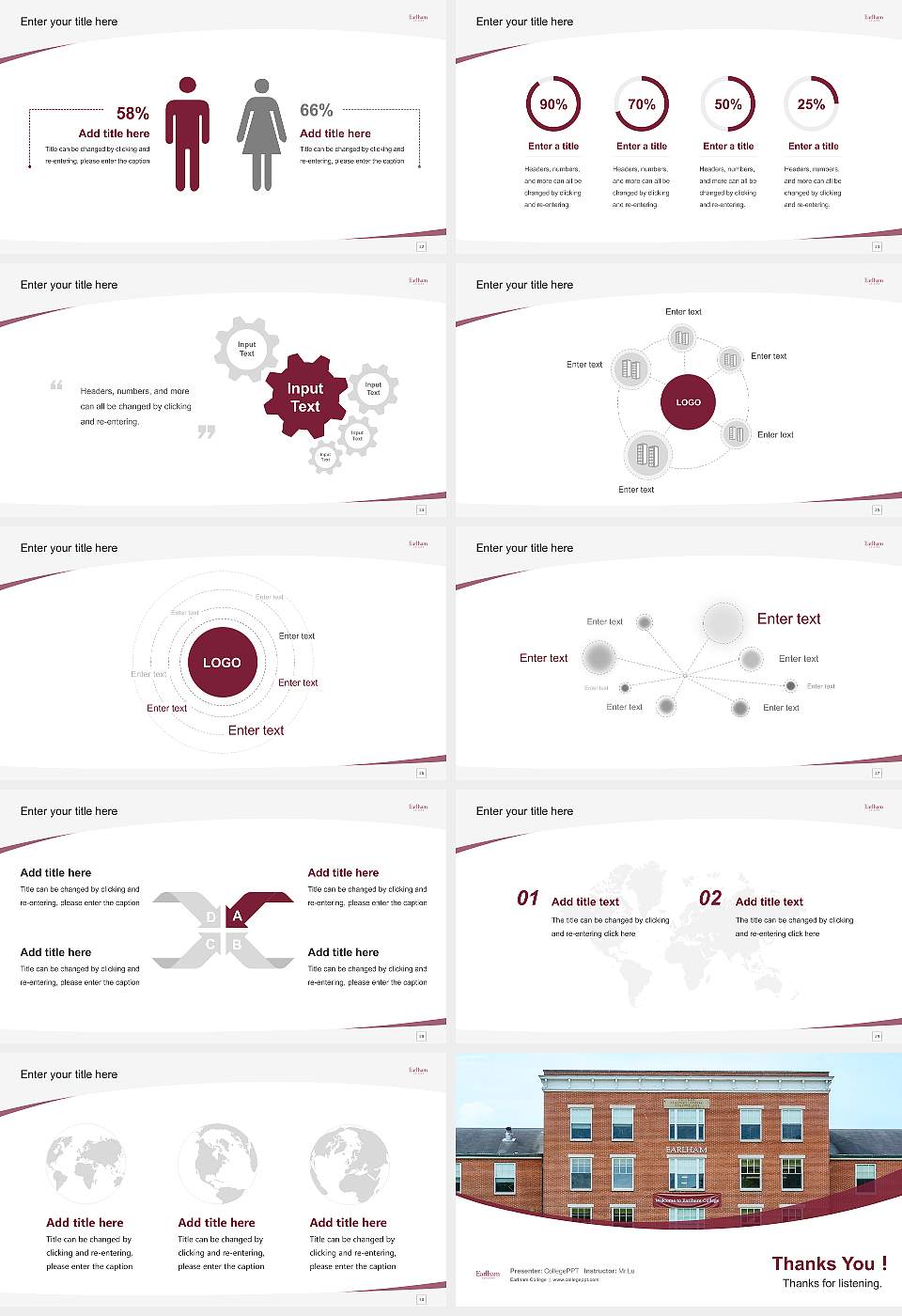 Earlham College Course/Courseware Creation PPT Template16:9 ratio PPT effect preview image4