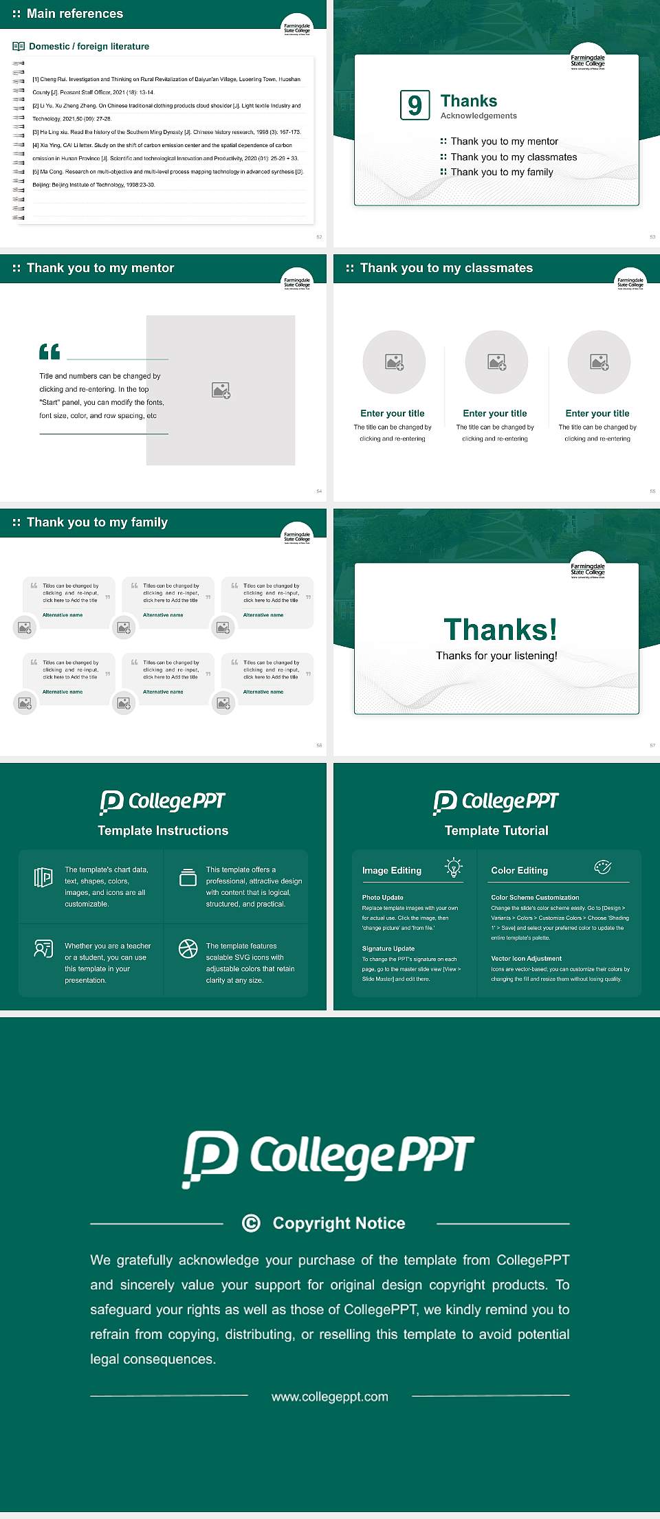 Farmingdale State College Graduation Thesis Defense PPT Template4:3 ratio PPT effect preview image7