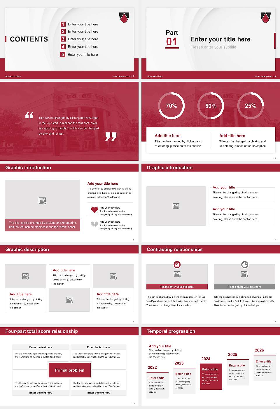Edgewood College Thesis Proposal/Graduation Defense PPT Template16:9 ratio PPT effect preview image2