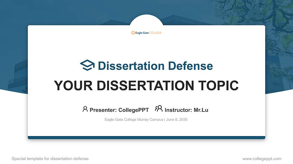 Eagle Gate College Murray Campus Graduation Thesis Defense PPT Template16:9 ratio PPT effect preview image