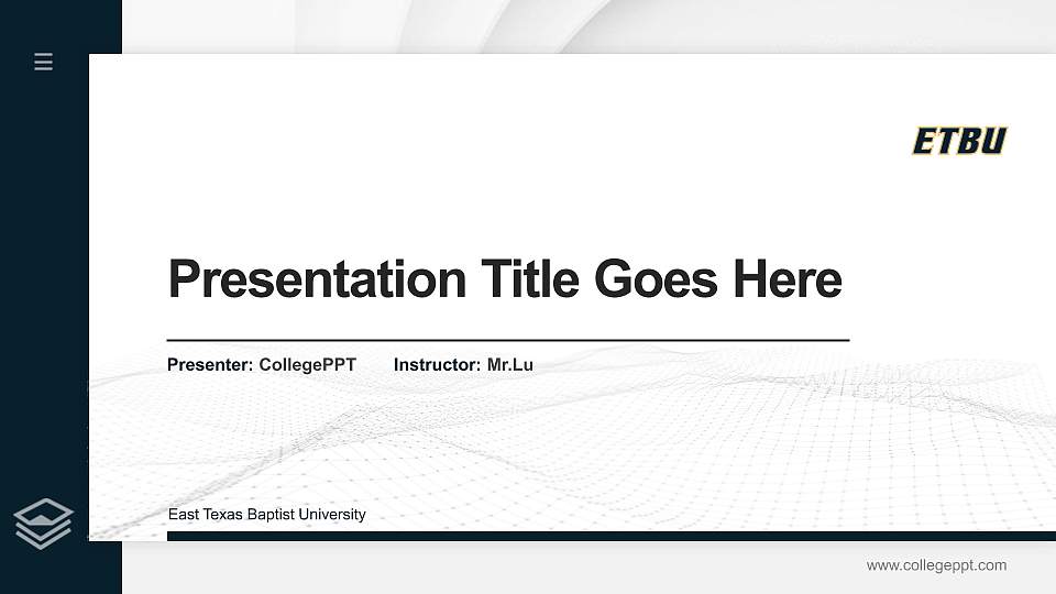 East Texas Baptist University Thesis Proposal/Graduation Defense PPT Template16:9 ratio PPT effect preview image