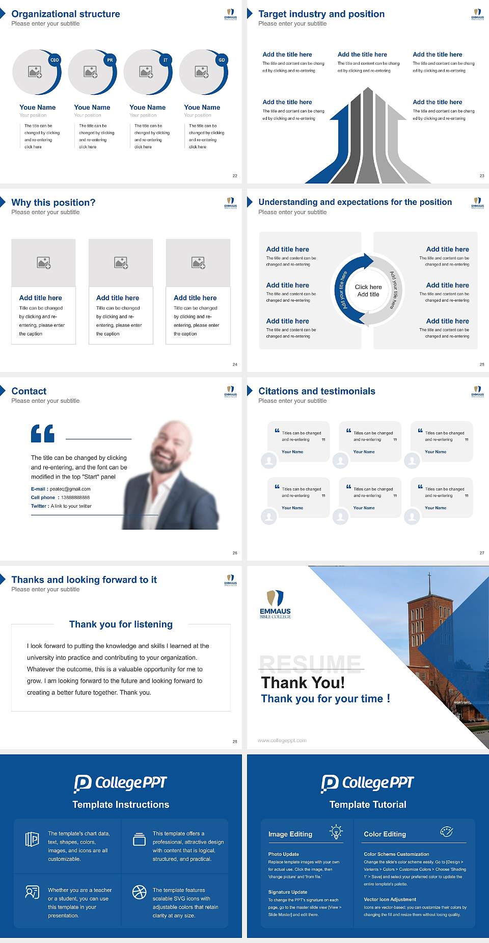 Emmaus Bible College Resume PPT Template4:3 ratio PPT effect preview image4