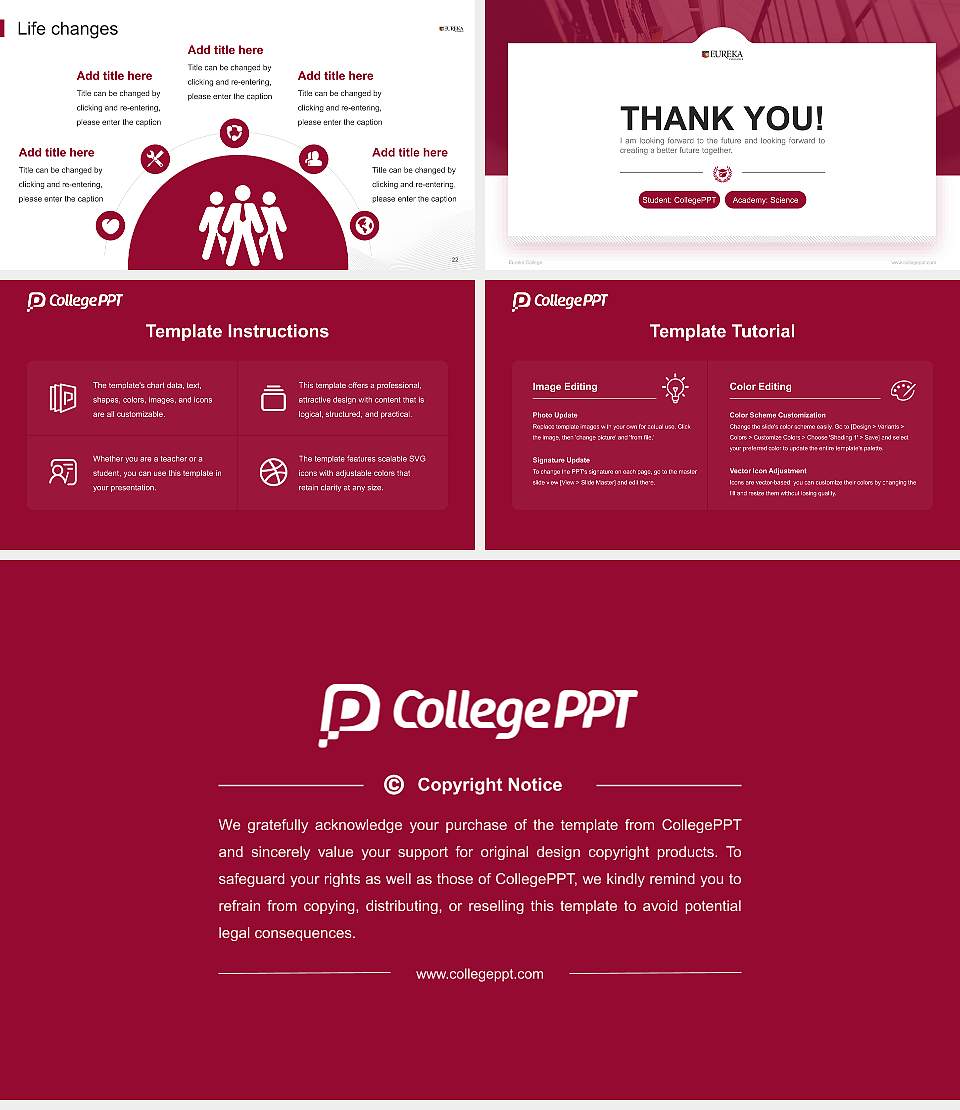 Eureka College National Scholarship Defense PPT Template16:9 ratio PPT effect preview image4