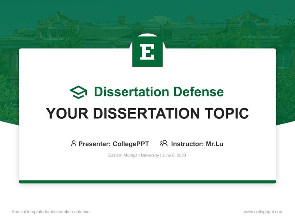 Eastern Michigan University Graduation Thesis Defense PPT Template4:3 ratio PPT effect preview image7