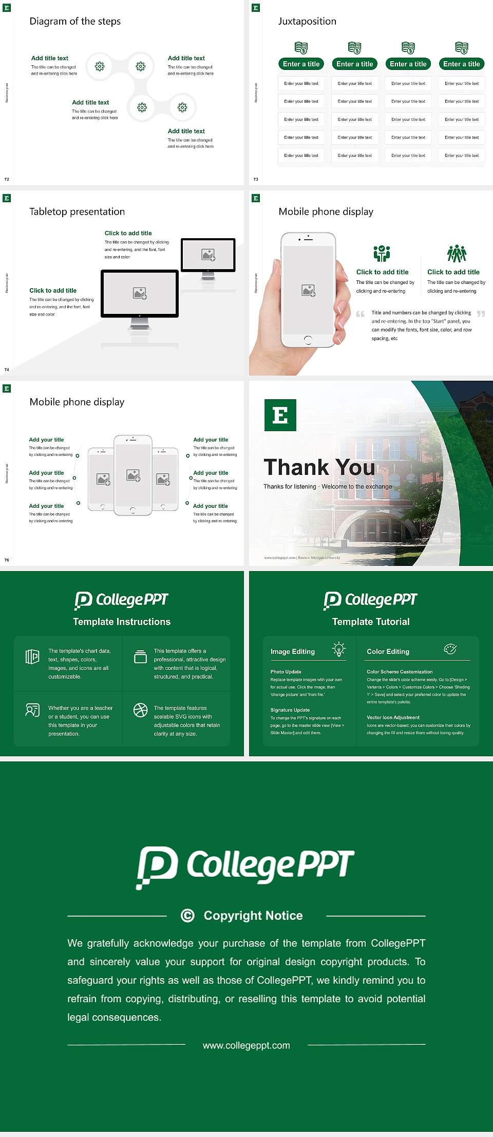 Eastern Michigan University Competition/Entrepreneurship Contest PPT Template4:3 ratio PPT effect preview image9