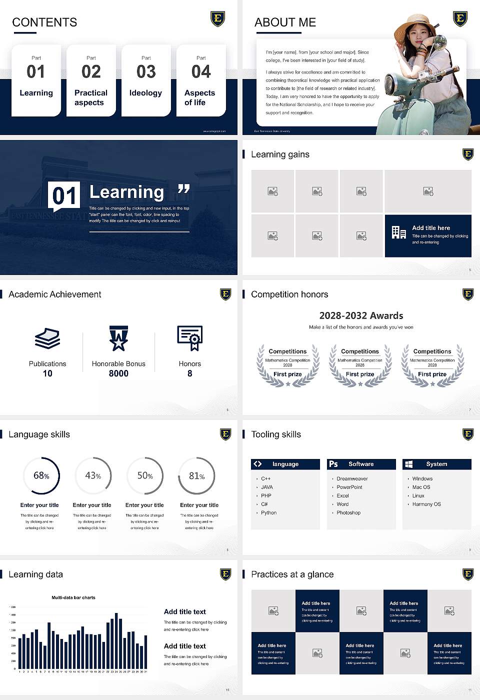 East Tennessee State University National Scholarship Defense PPT Template16:9 ratio PPT effect preview image2