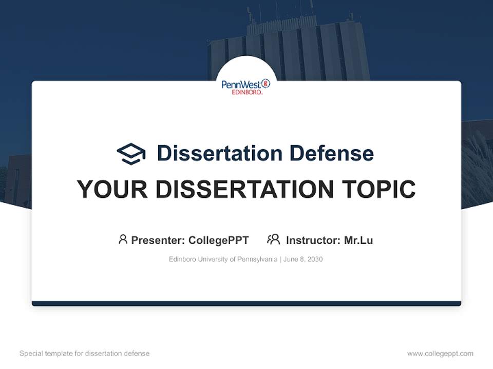 Edinboro University of Pennsylvania Graduation Thesis Defense PPT Template4:3 ratio PPT effect preview image7