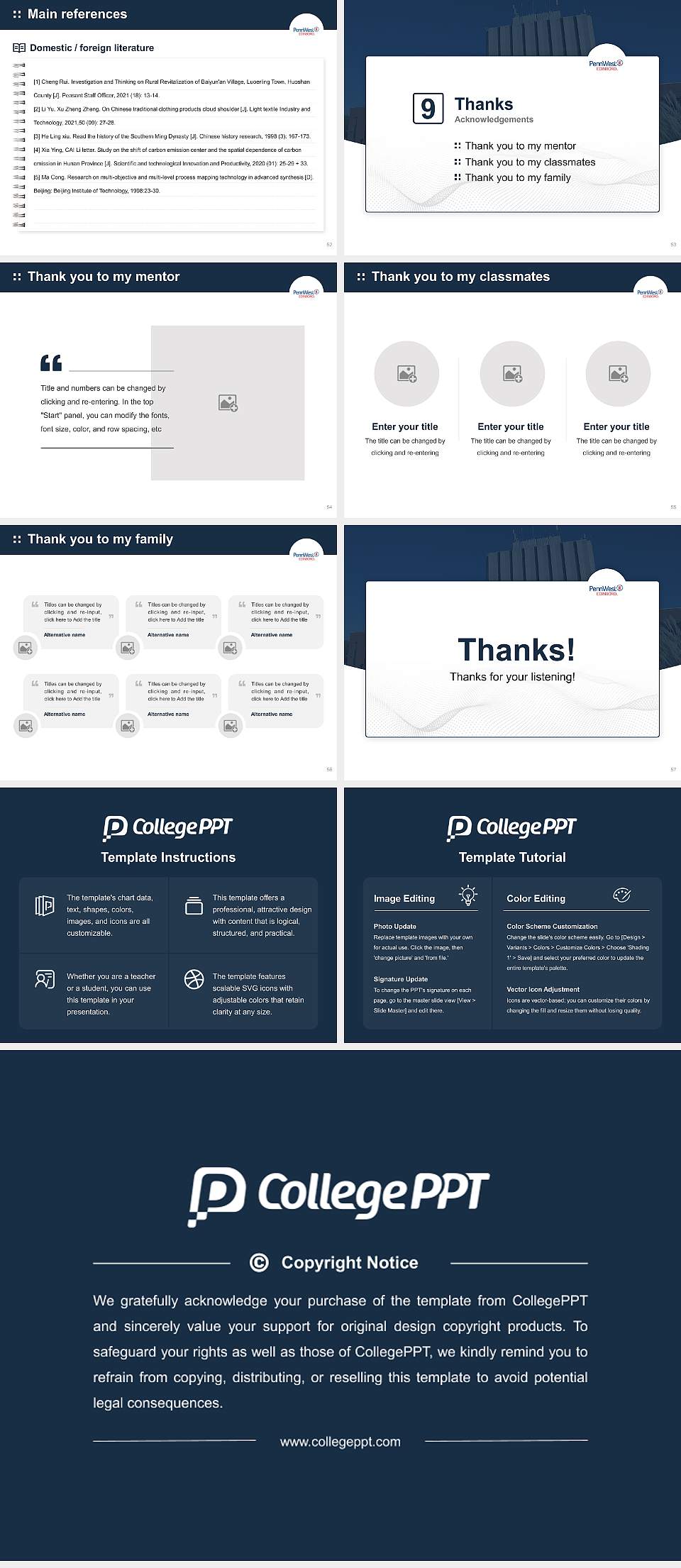 Edinboro University of Pennsylvania Graduation Thesis Defense PPT Template4:3 ratio PPT effect preview image7