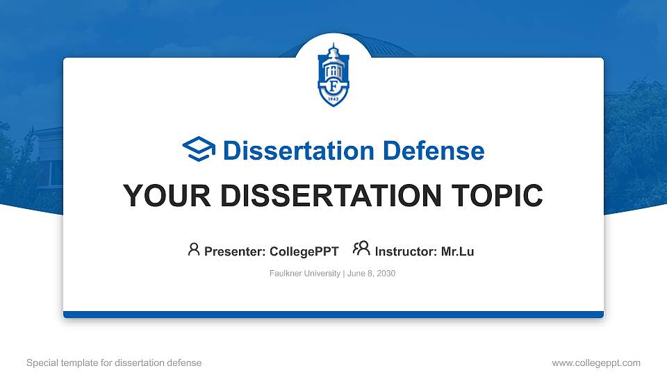 Faulkner University Graduation Thesis Defense PPT Template16:9 ratio PPT effect preview image