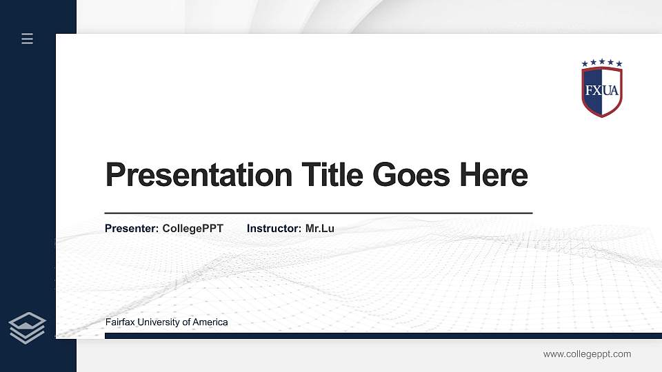 Fairfax University of America Thesis Proposal/Graduation Defense PPT Template16:9 ratio PPT effect preview image