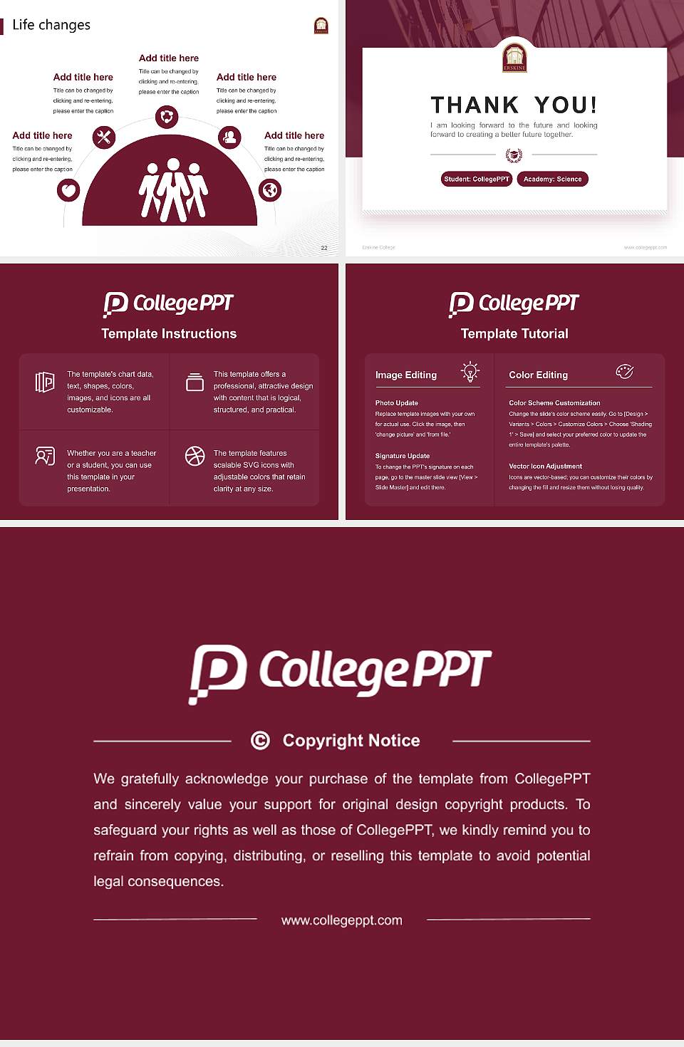 Erskine College National Scholarship Defense PPT Template4:3 ratio PPT effect preview image4